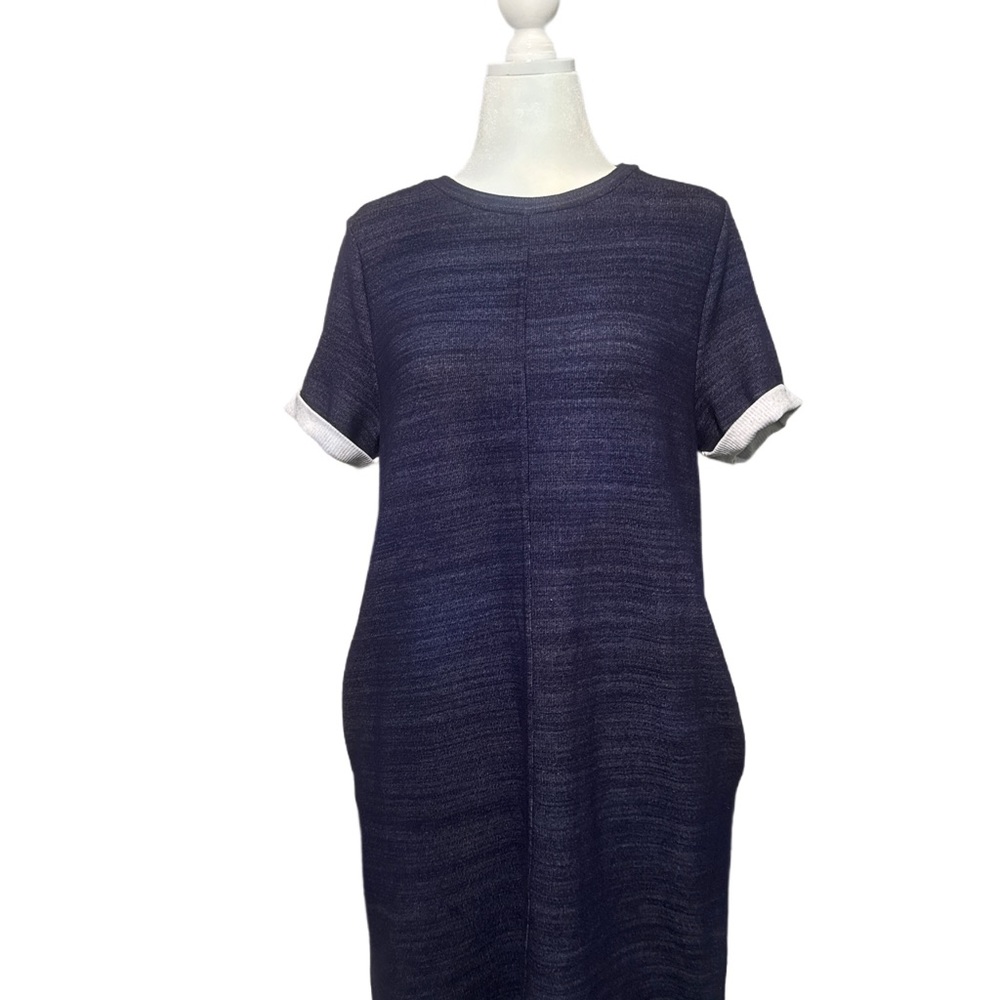 Hazel Navy Blue and White T-Shirt Dress - Picture 3 of 6